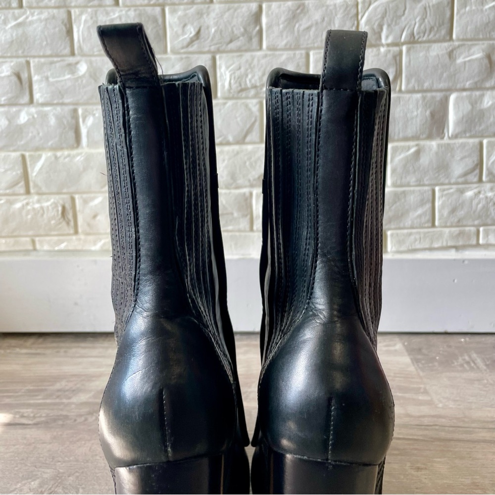 Alexander Wang Addison Platform Black Italian Leather Ankle Boots Size 37 - Picture 12 of 16